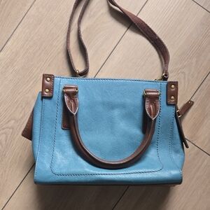 Fossil Claire Mini Satchel in Blue And Brown Leather